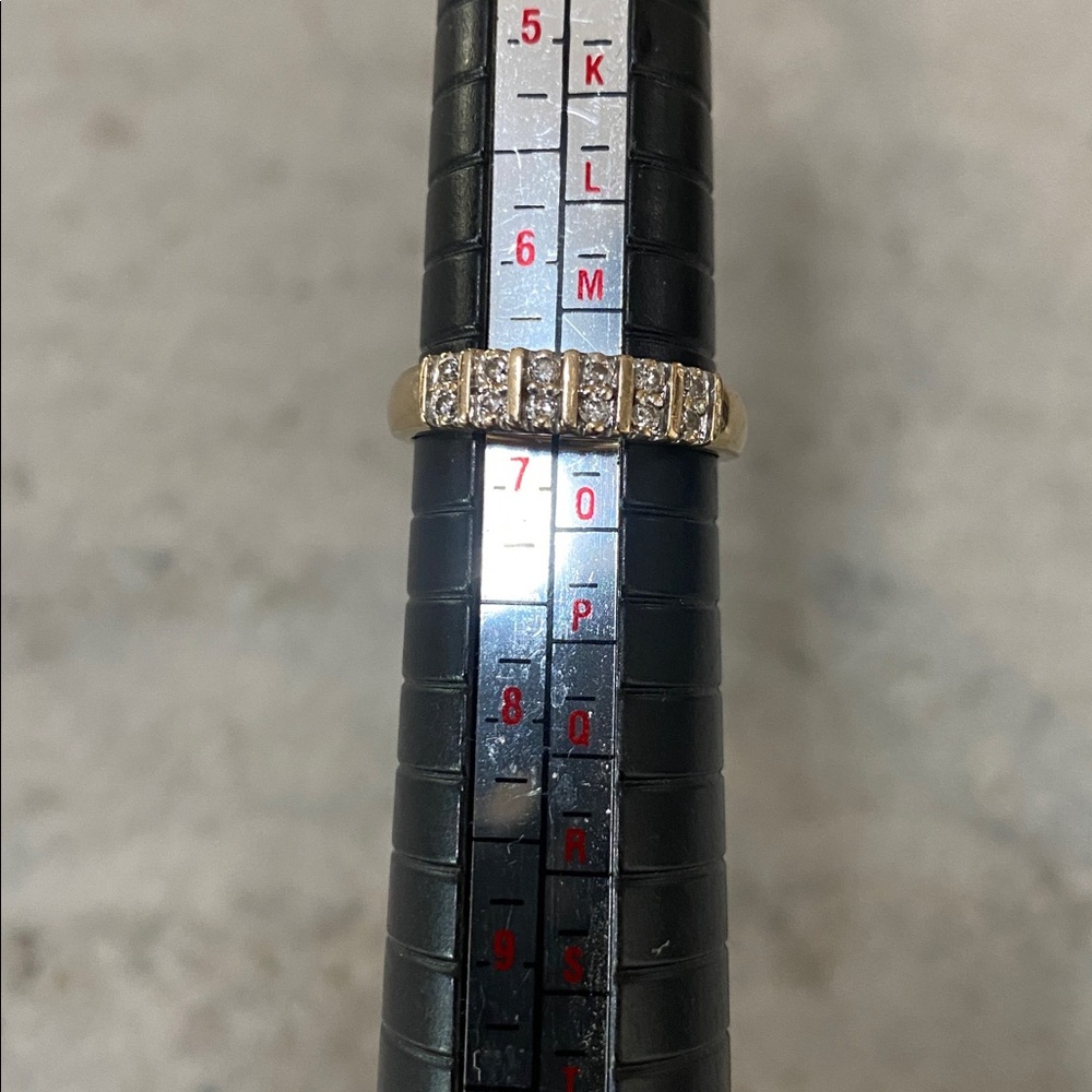 14K YELLOW GOLD GENUINE .36 CTTW ROUND BRILLIANT CUT DIAMOND 2 ROW BAND - Picture 4 of 6
